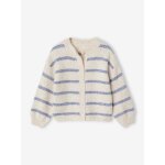 Gilet fille maille mousseuse vanille