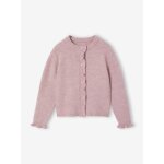 Gilet fille manches longues rose p�le