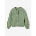 Gilet fille manches longues vert sauge