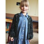 Gilet fille motif animalier maille mousseuse vert