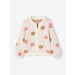 Gilet fille motif maille mousseuse �cru