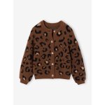 Gilet fille motif maille mousseuse marron