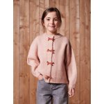 Gilet fille noeuds en velours rose poudré Gilet fille noeuds en velours rose poudré