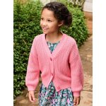 Gilet fille en côte perlée rose Gilet fille en côte perlée rose