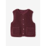 Gilet fille sans manches en sherpa prune