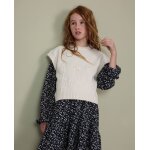 Gilet fille en tricot avec broderie florale en relief beige