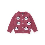 Gilet fille en tricot avec t�tes de panda brod�es violet