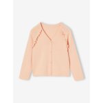 Gilet fille � volants c�r�monie rose p�le