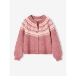 Gilet jacquard fille maille fantaisie fil brillant