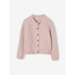 Gilet loose en maille mousseuse fille rose poudr