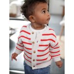 Gilet maille ajour�e b�b� ray� rouge