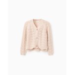 Gilet en maille ajoure avec col en v beige clair