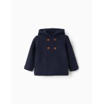 Gilet en maille avec capuche et pompon bleu fonc�