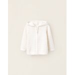 Gilet en maille  capuche ray blanc