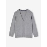 Gilet en maille col v basics gris chiné Gilet en maille col v basics gris chiné