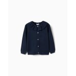 Gilet en maille avec col � volants bleu