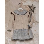 Gilet en maille avec crochet et volants b&s beige clair