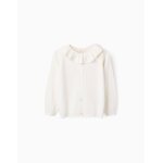 Gilet en maille fine avec volants beige clair