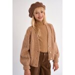 Gilet  manches bouffantes, boutonn camel