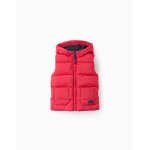 Gilet matelassé avec capuche rouge Gilet matelassé avec capuche rouge