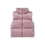 Gilet matelass pour fille effet mtallis avec fermeture zippe et col montant rose