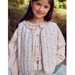 Gilet rembourr� en coton � motif floral b&s pour filles, beige / vert vert clair