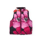 Gilet rversible pour fille avec fleurs fuchsia et uni rose