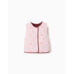 Gilet r�versible matelass� � motif floral marr�n