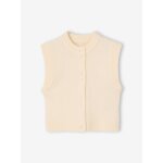 Gilet sans manches fille boutonn� devant vanille