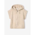 Gilet sans manches fille � capuche zipp� beige