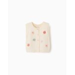 Gilet sans manches en maille avec broderie florale blanc
