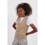 Gilet sans manches, maille � sequins beige