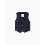Gilet sans manches en piqu� avec poches d�coratives bleu