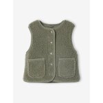 Gilet sans manches en sherpa fille vert Gilet sans manches en sherpa fille vert