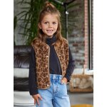 Gilet sans manches en sherpa lopard fille marron