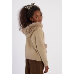 Gilet textur effet fourrure  capuche beige