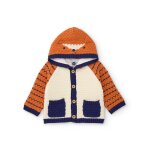 Gilet en tricot pour b�b� avec capuche marron