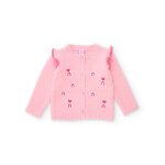 Gilet en tricot pour b�b� avec volants sur les �paules rose