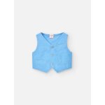 Gilet uni avec col en v et fermeture À boutons bleu Gilet uni avec col en v et fermeture À boutons bleu