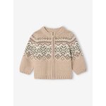 Gilet zipp bb en maille jacquard beige chin