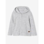 Gilet zipp  capuche garon gris chin