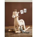 Girafe  bascule en bois fsc rose moyen uni avec decor