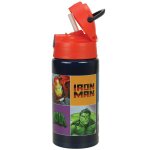 Gourde aluminium avengers avec paille 50 cl bouchon flip - top noir / rouge