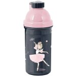 Gourde ballerine en plastique 18 cm, bouchon � vis noir / rose / clair