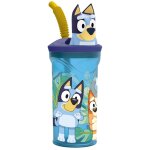 Gourde bluey 360 ml avec paille int�gr�e et bouchon 3d bluey bleu