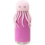 Gourde isotherme enfant avec paille silicone rose, noir