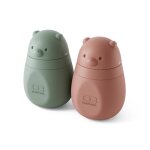 Gourde r�utilisable avec t�tine en silicone 150ml yummy vert / rose