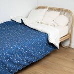 Grand plaid couverture r�versible en minky new york �cru