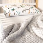 Grand plaid couverture r�versible en minky safari safari, vert, gris, blanc