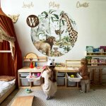 Grand sticker rond - animaux de la savane brown